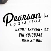 Company Name + 3 Regulation Lines Decal, USDOT (Set of 2)