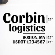 Company Name + 2 Regulation Lines Decal, USDOT (Set of 2)