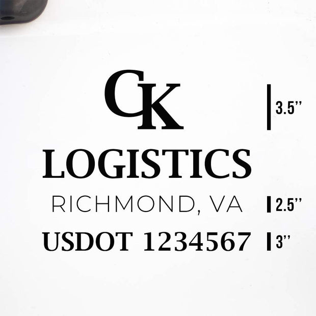 Company Name + 2 Regulation Lines Decal, USDOT (Set of 2)