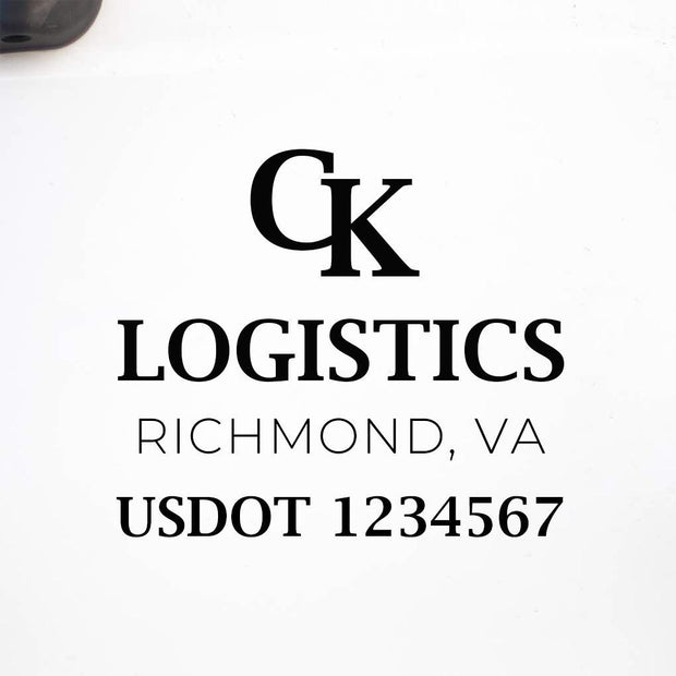 Company Name + 2 Regulation Lines Decal, USDOT (Set of 2)