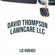 Two Line Curved Company Name + One Regulation Line Decal, (Set of 2)