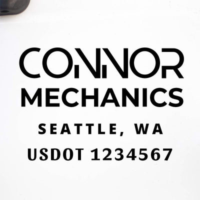 Company Name + 2 Regulation Lines Decal, USDOT (Set of 2)