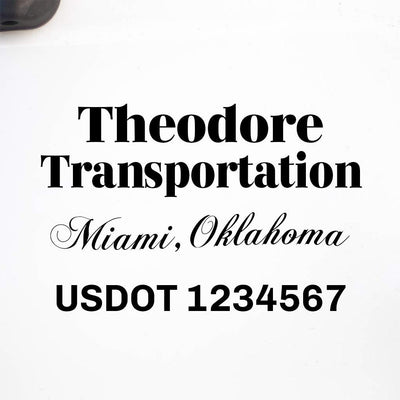 Company Name + 2 Regulation Lines Decal, USDOT (Set of 2)