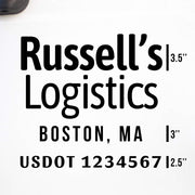 Company Name + 2 Regulation Lines Decal, USDOT (Set of 2)