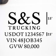 Company Name + 3 Regulation Lines Decal, USDOT (Set of 2)