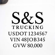 Company Name + 3 Regulation Lines Decal, USDOT (Set of 2)