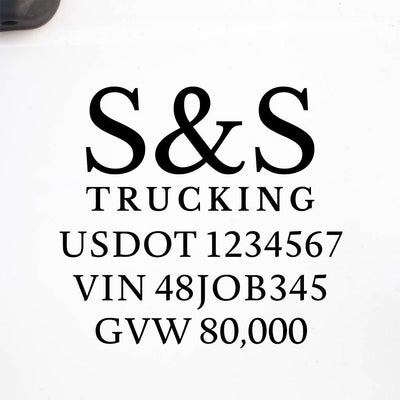 Company Name + 3 Regulation Lines Decal, USDOT (Set of 2)